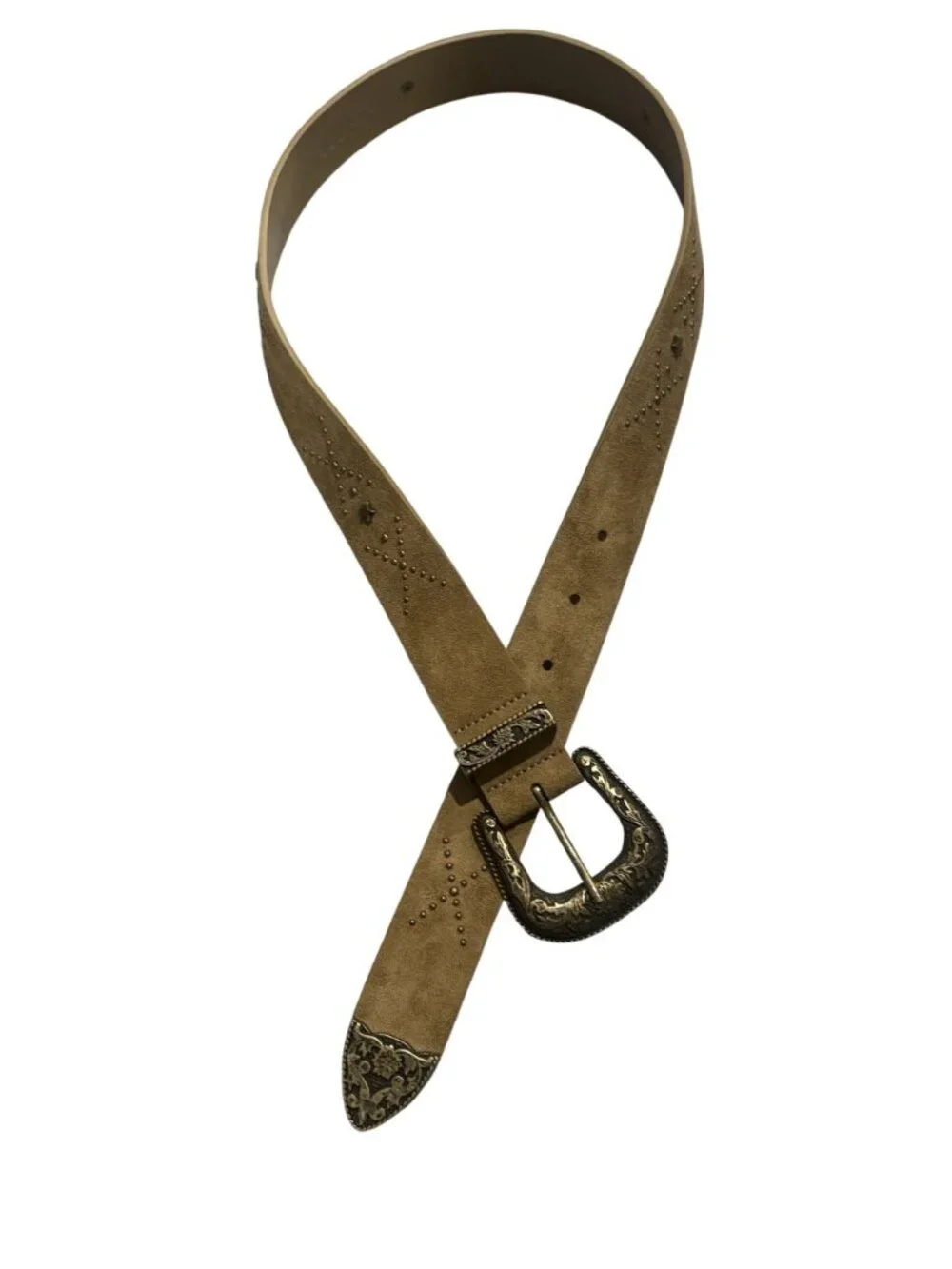Miss Sixty Stud Embellished Suede Western Belt in Brown